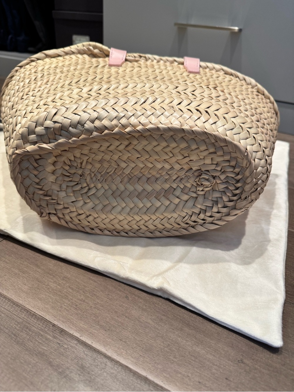 Celine Natural Straw Tote with Pink Leather Trim - Picture 3 of 8